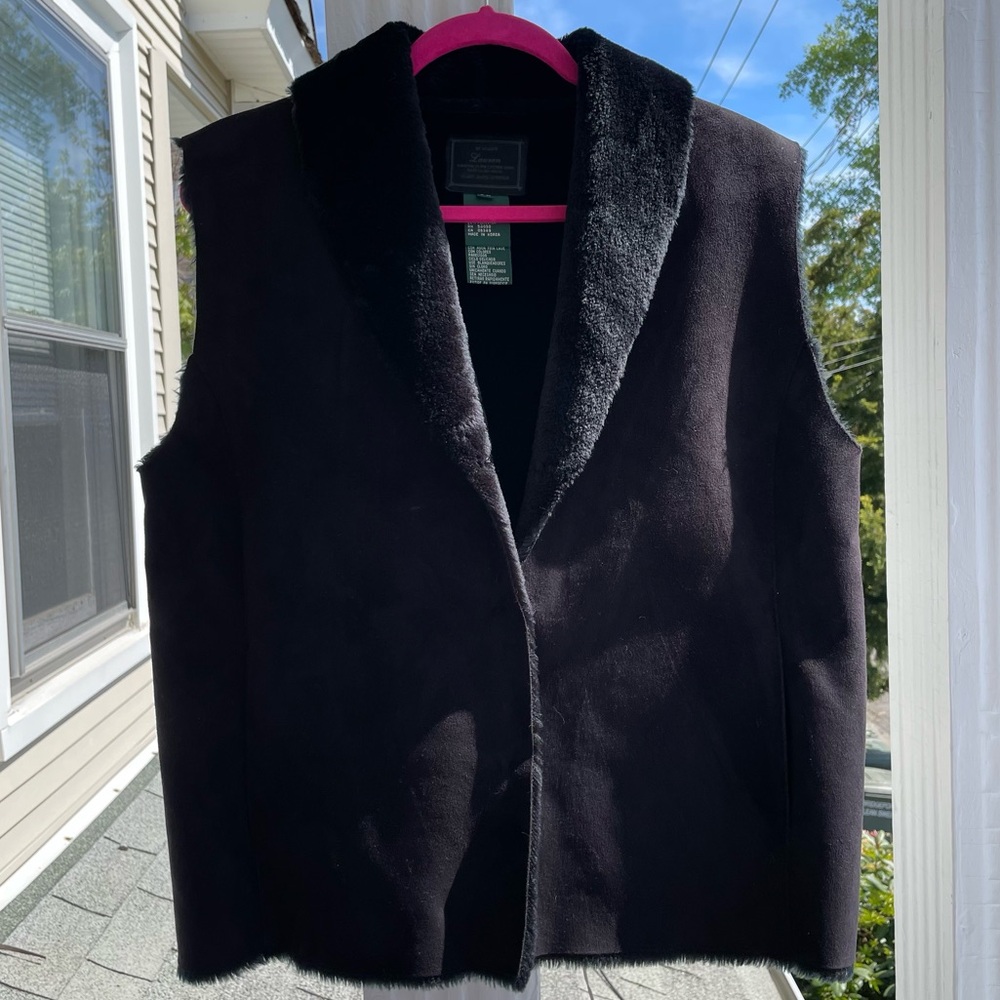 Lauren Ralph Lauren Faux Vegan Suede & Fur Lined Vest Size L (Petite)